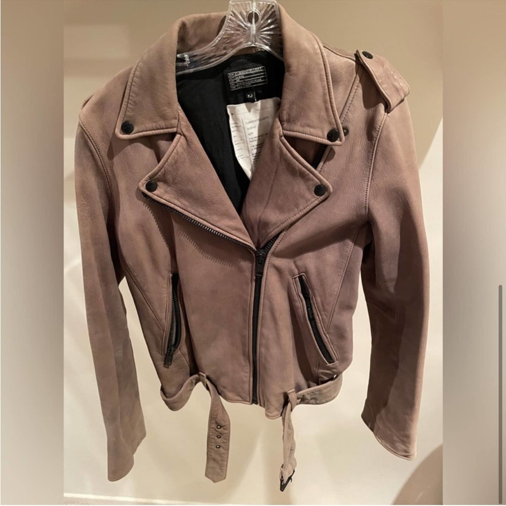 Current Elliot The Prospect Leather Biker Jacket in Castle - Picture 10 of 12